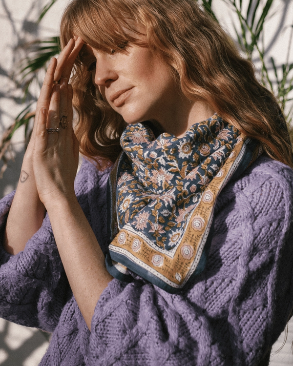 Indian Cotton Scarve - Blue