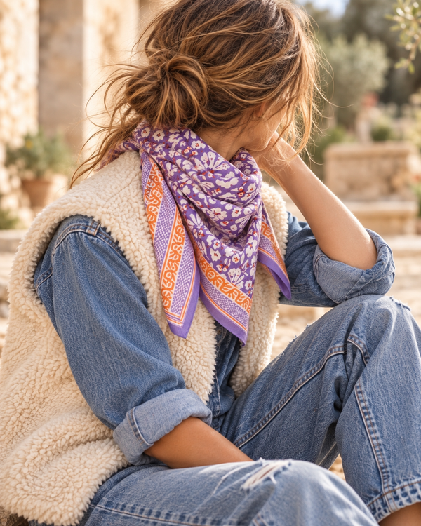 Indian Cotton Scarve - Purple