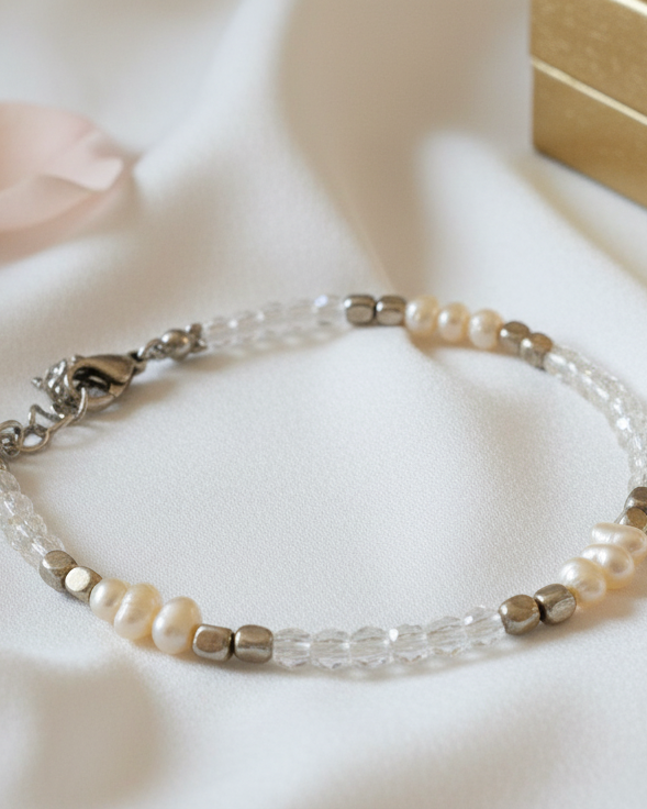 Colorful Faceted Glass Beads - Silver