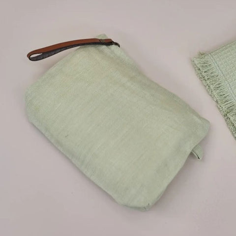Linen Light Green Cosmetic Bag/Clutch