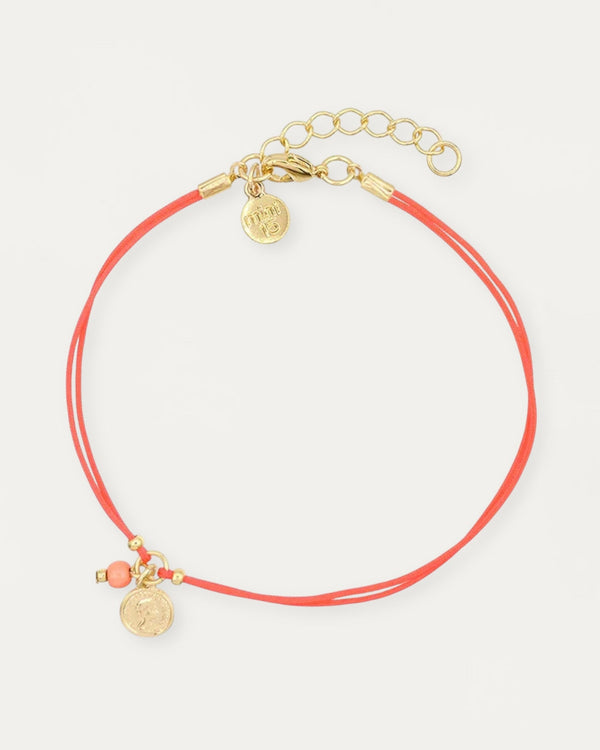 Coin Anklet - Coral Red