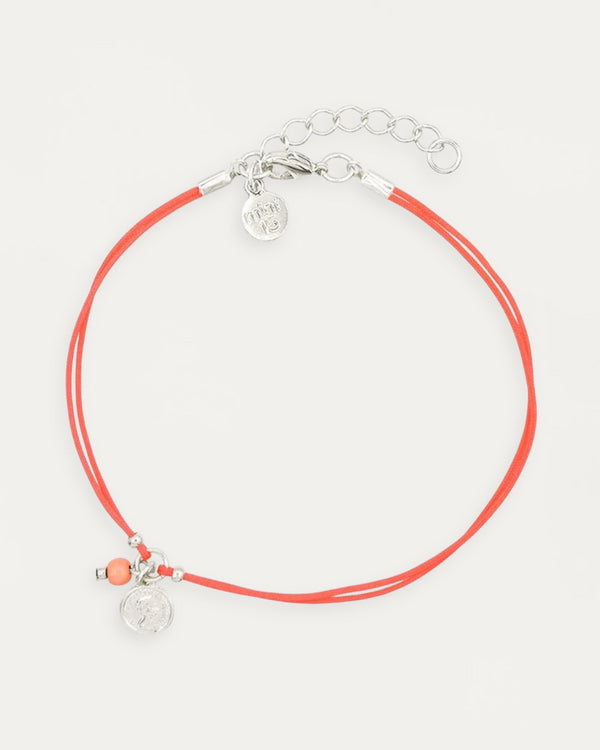 Coin Anklet - Coral Red