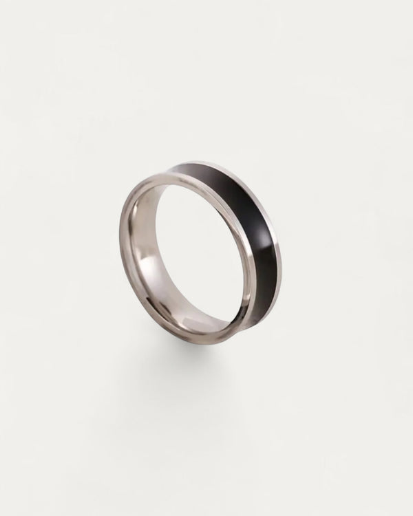 Line Black/Silver Ring