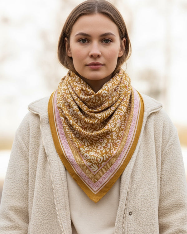 Indian Cotton Scarve - Olive