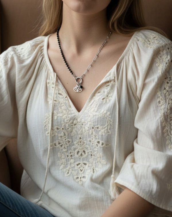 Rosary Black Pearls Necklace