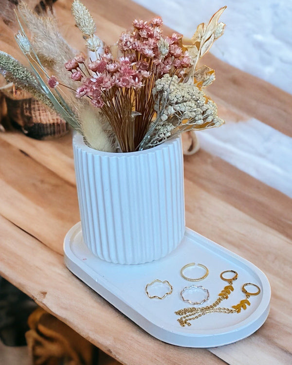 Geripptes Set Vase & Tablett