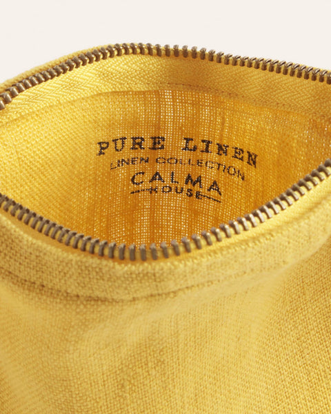 Linen Mustard Cosmetic Bag/Clutch