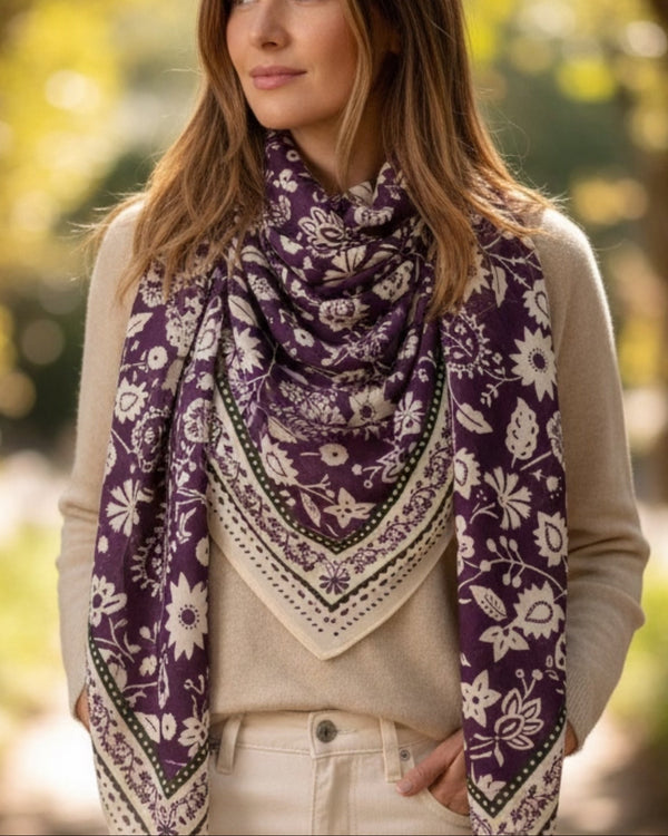 Purple Cotton Twill Scarve