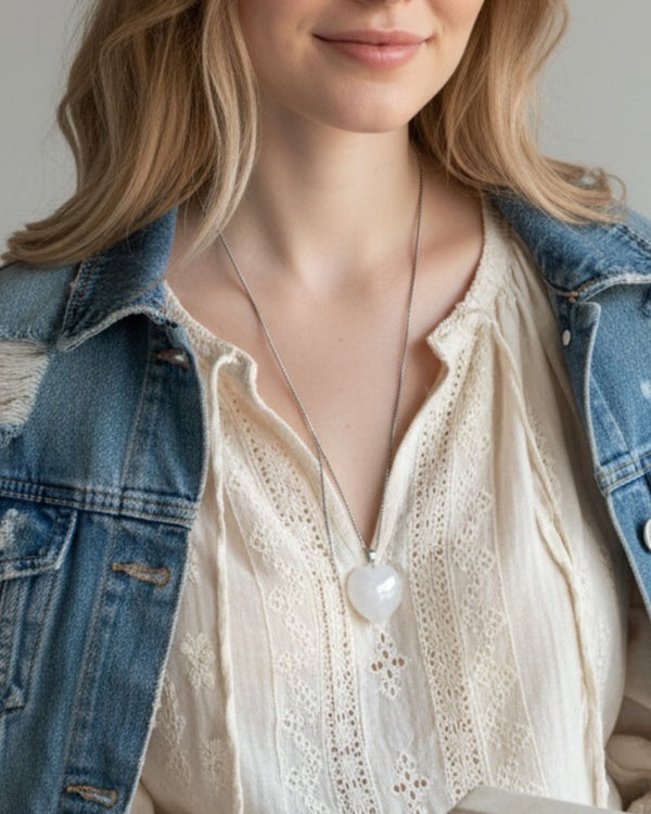 Quartz White Heart Necklace