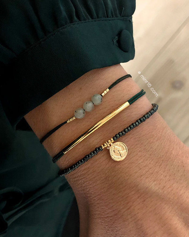 Little Coin Bracelet – Metallic Moss Green
