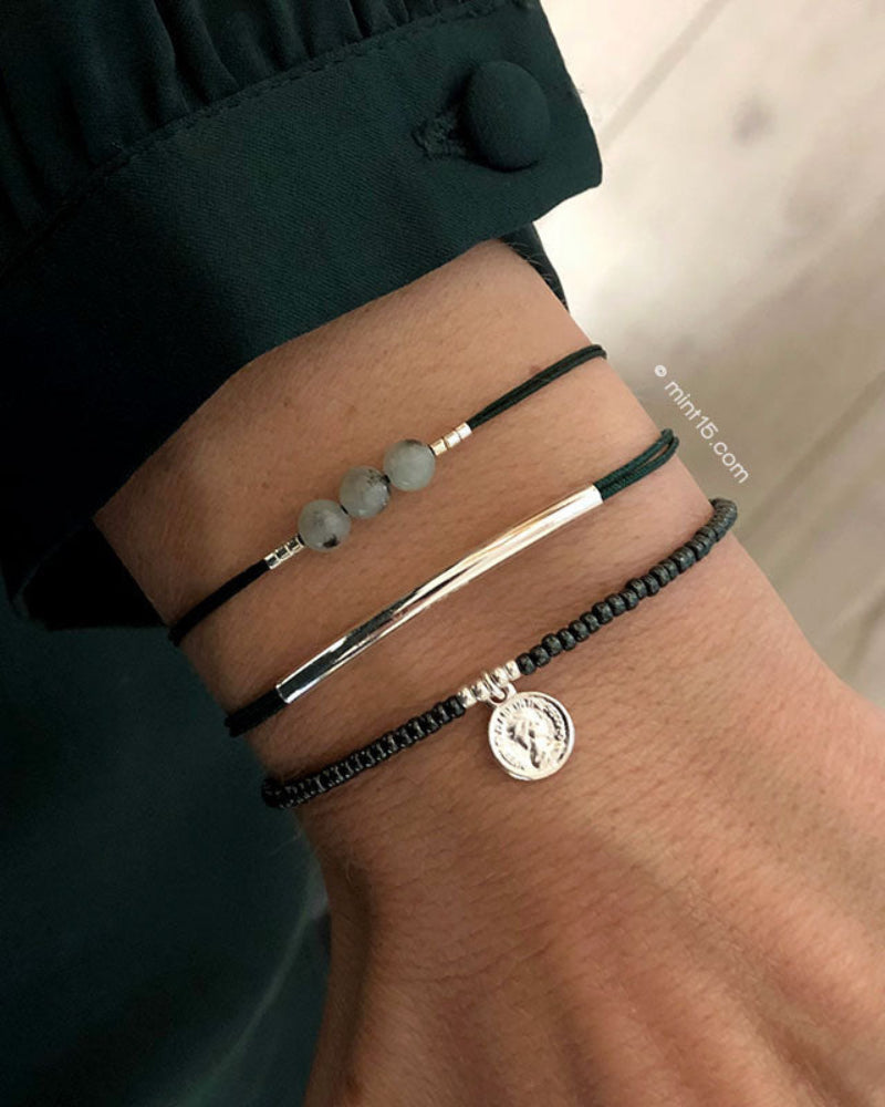Little Coin Bracelet – Metallic Moss Green