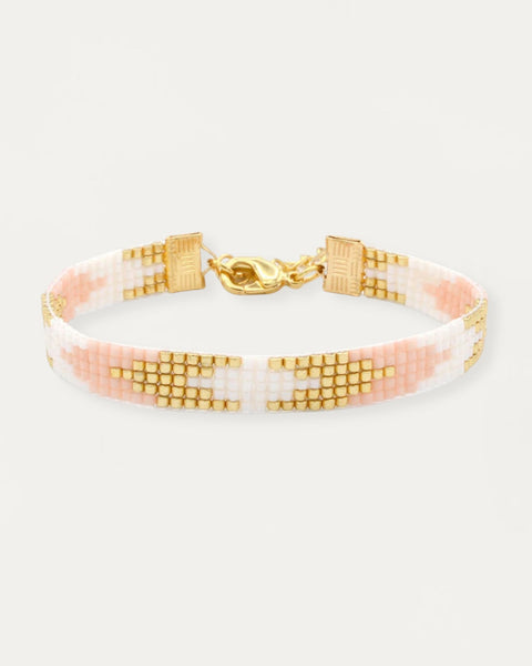 Perlenarmband - Pfirsich &amp; Perlweiß