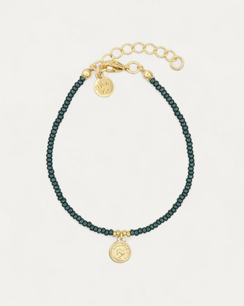 Little Coin Bracelet – Metallic Moss Green