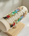 Colorful Faceted Glass Beads - Silver