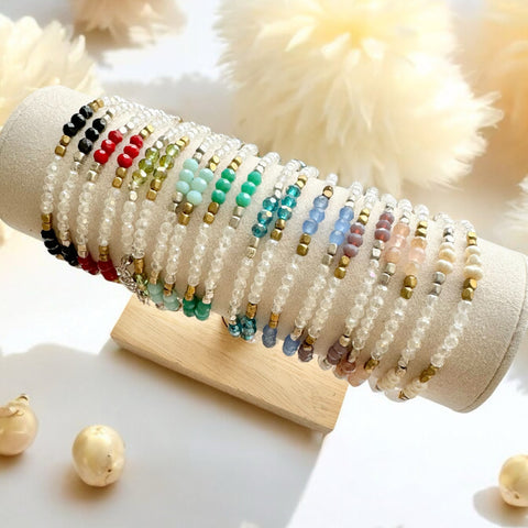 Colorful Faceted Glass Beads - Silver