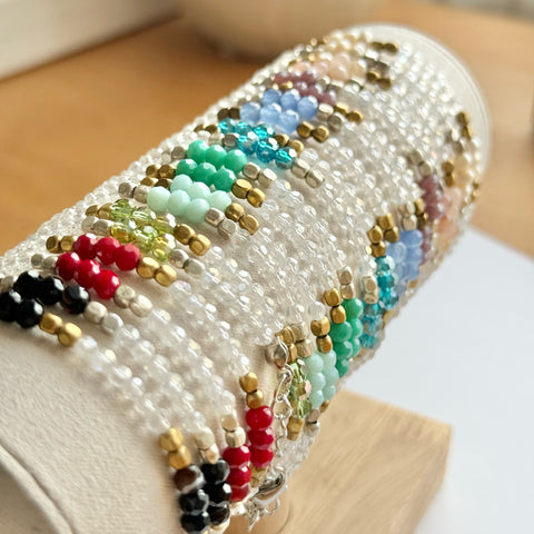 Colorful Faceted Glass Beads - Gold