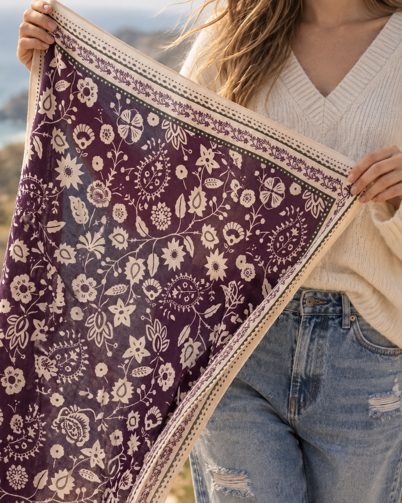 Purple Cotton Twill Scarve