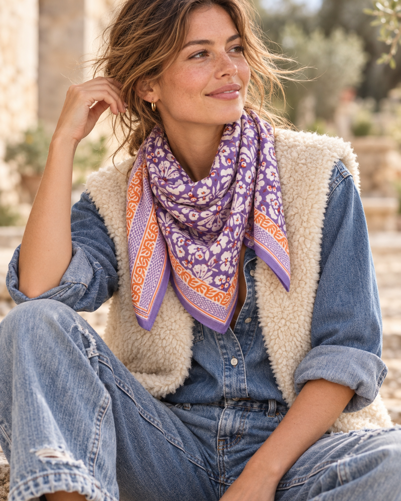 Indian Cotton Scarve - Purple