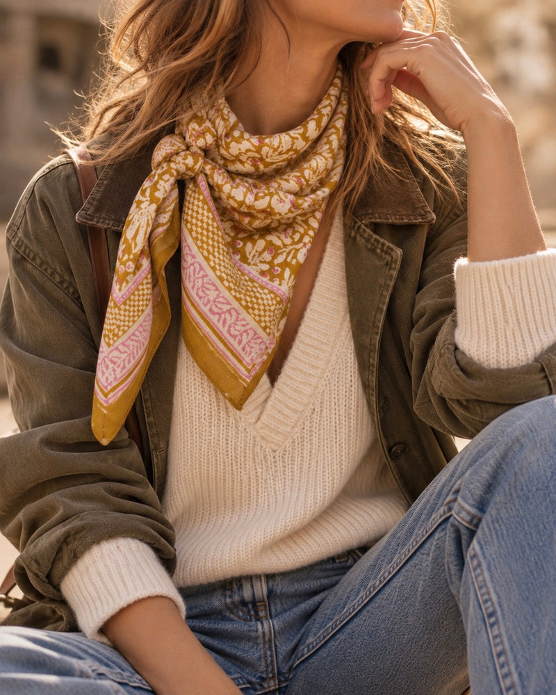 Indian Cotton Scarve - Olive