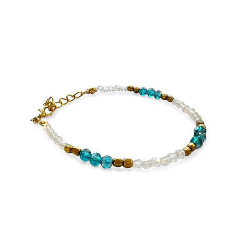 Colorful Faceted Glass Beads - Gold