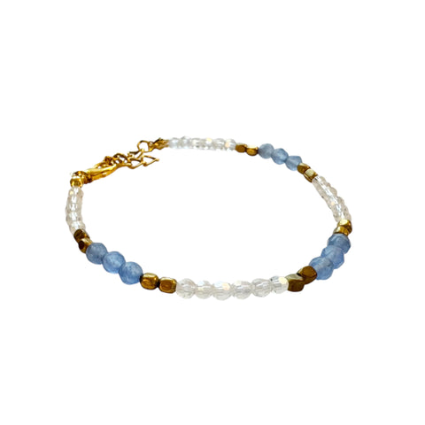 Colorful Faceted Glass Beads - Gold