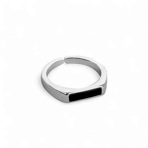 Black/Silver Minimal Ring
