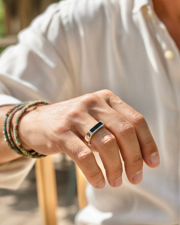 Black/Silver Minimal Ring