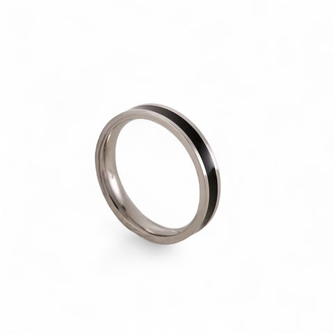 Fine Line Black/Silver Ring