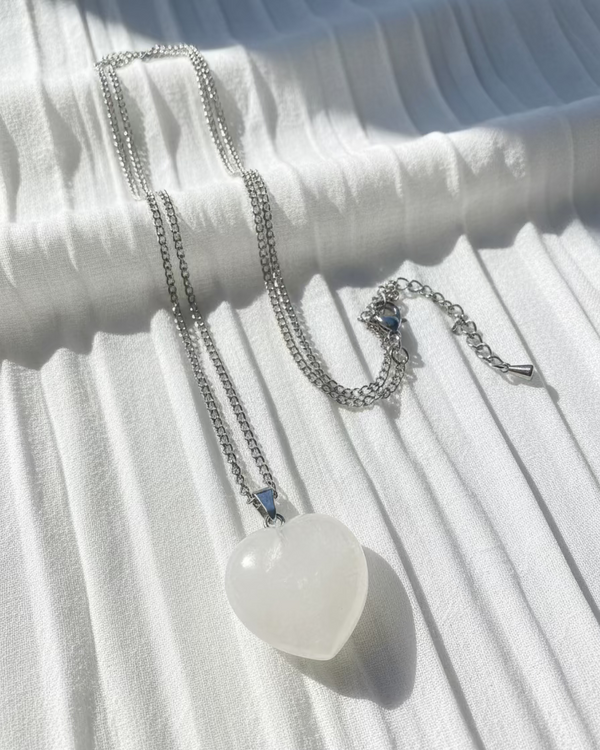 Quartz White Heart Necklace