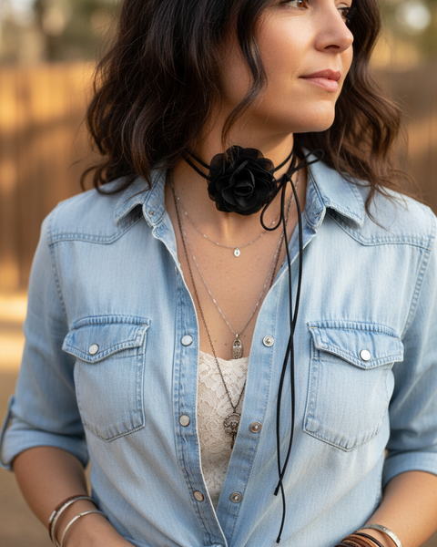 Blumen Choker - Lang
