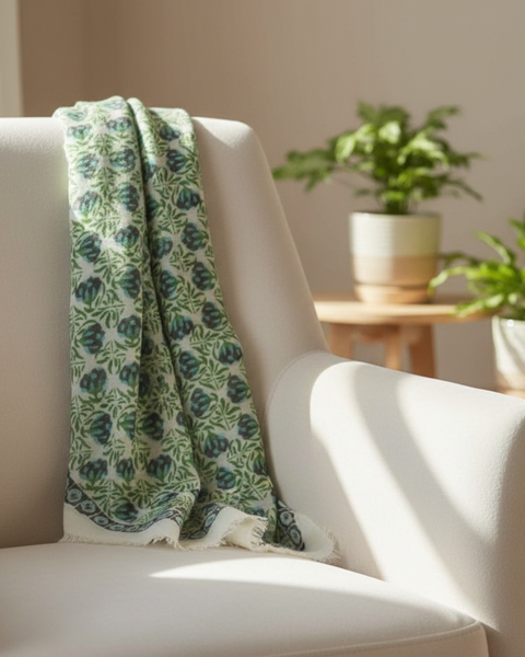 Wool scarf Poem Green