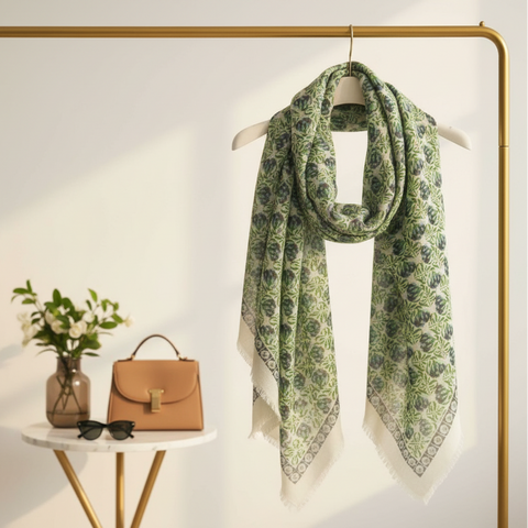 Wool scarf Poem Green