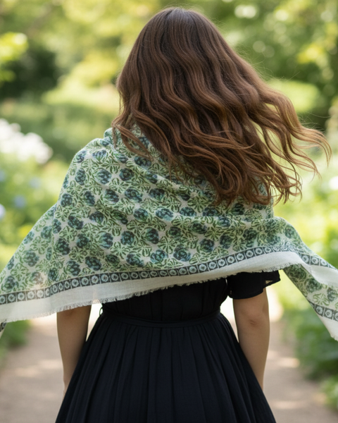 Wool scarf Poem Green