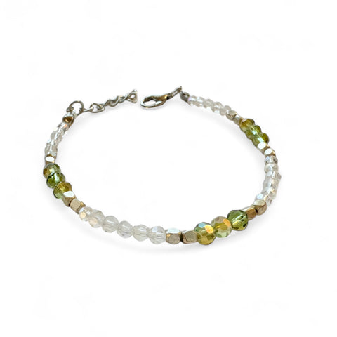 Colorful Faceted Glass Beads - Silver