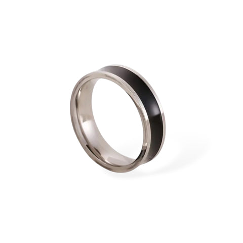 Line Black/Silver Ring
