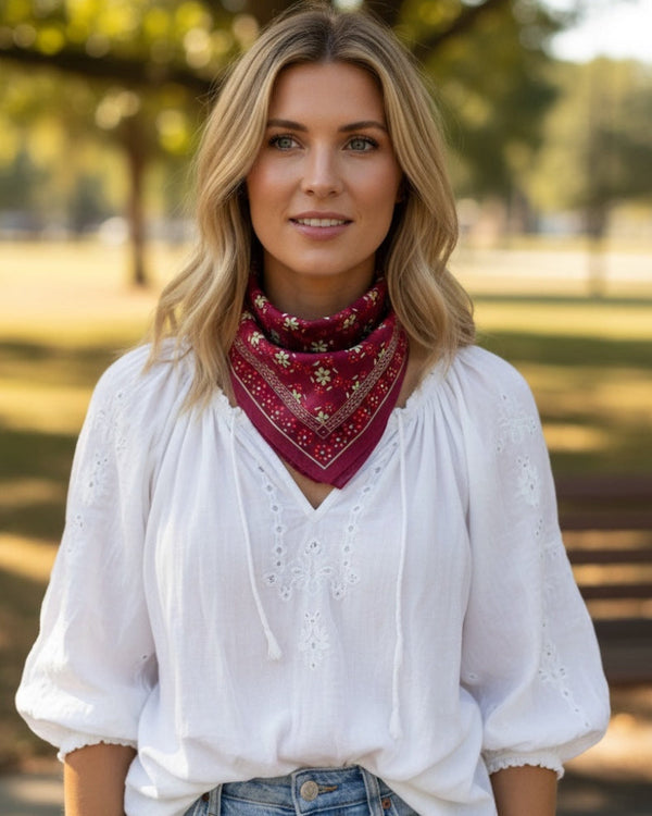 Mini Silk Scarve Natasha - Burdeos