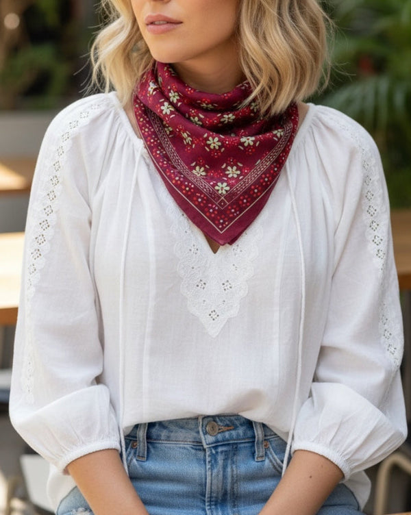 Mini Silk Scarve Natasha - Burdeos