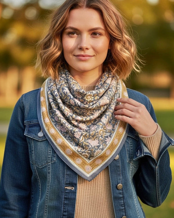 Indian Cotton Scarve - Blue