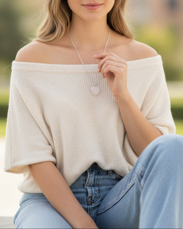 Quartz White Heart Necklace