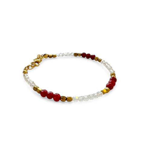 Colorful Faceted Glass Beads - Gold