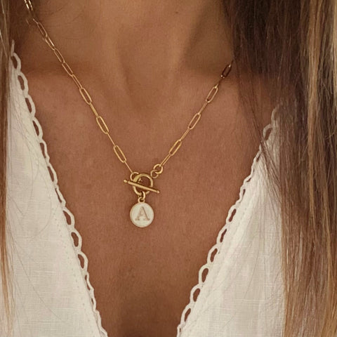 Customized Necklace - White Initial