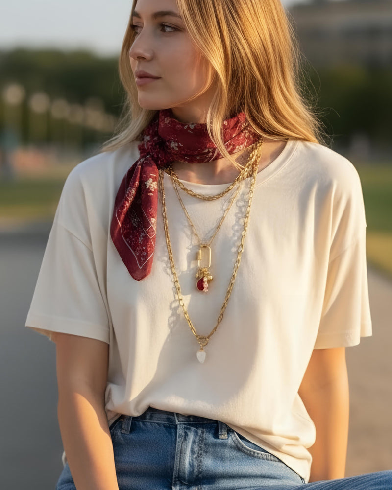 Mini Silk Scarve Natasha - Burdeos