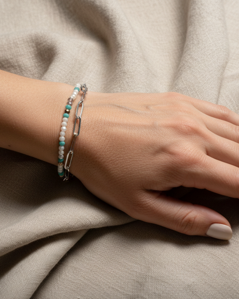Coloretta Beads/Silver Chain