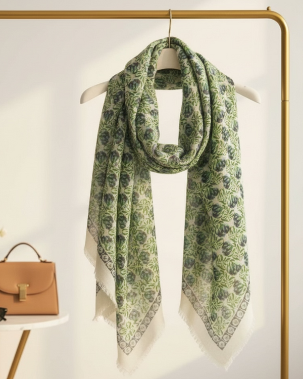 Wool Scarves Poem Green