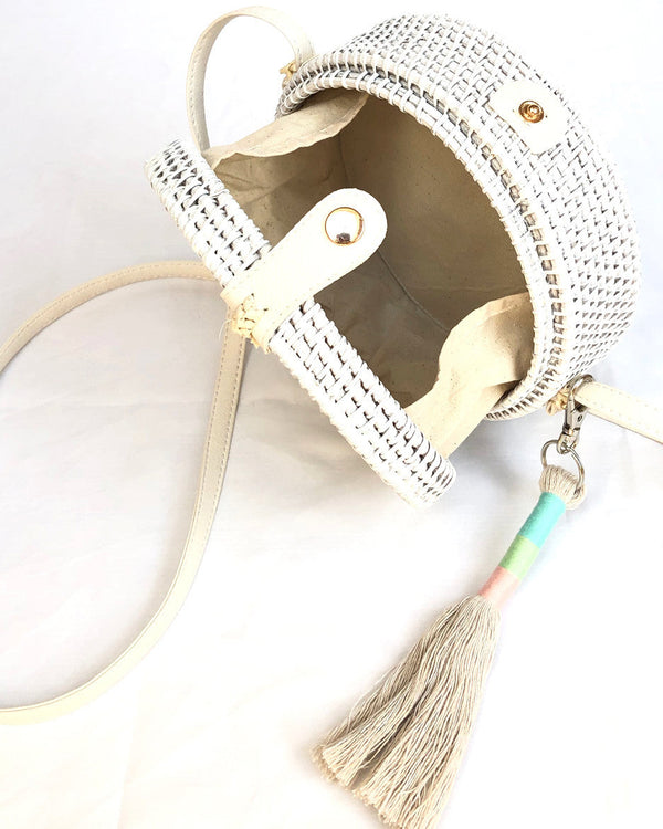 Bali White Rattan Bag