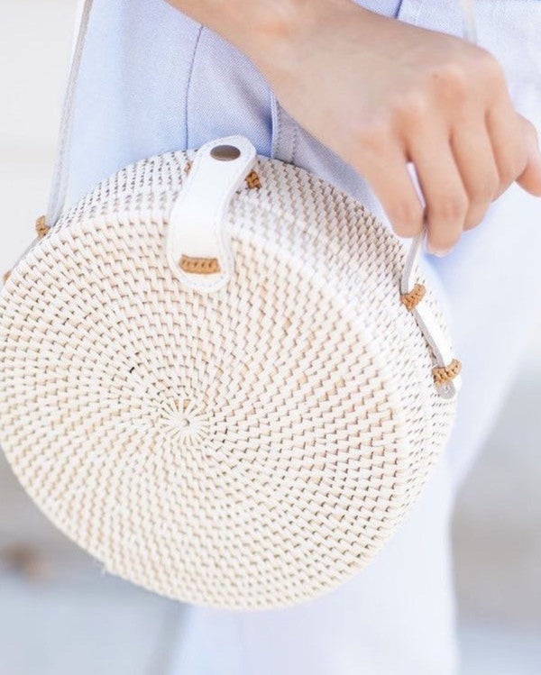 Bali White Rattan Bag