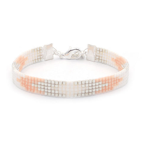 Beaded Bracelet - Peach & Pearl White
